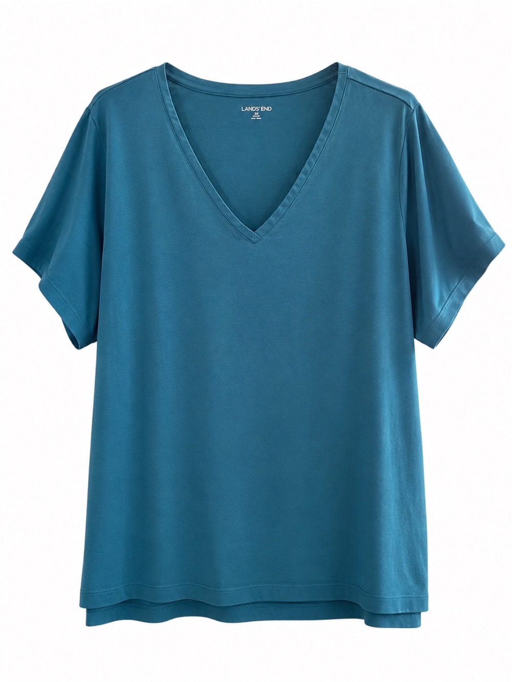Lands' End Teal V-Neck Short Sleeve Top, Plus 3X